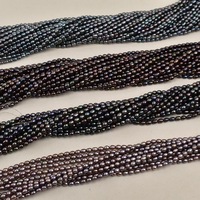 Chaîne de perles de riz noires vertes paon de 3-4 mm, perles de riz noires, perles d'eau douce naturelles, Zhuji pour bijoux, en vrac