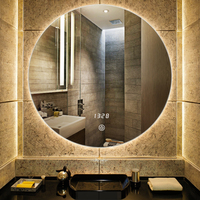 Miroir rond de salle de bain rétroéclairé par LED, indice de protection IP44, miroir argenté sans cuivre de 5 mm, écologique, à fixation murale pour appartement/hôtel