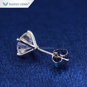 Tianyu Gems <b>Handmade</b> Custom Bridal Fine Jewelry Charms Big Moissanite Diamond 14k 18k White Gold Stud <b>Earrings</b> for Women - Product Image 5