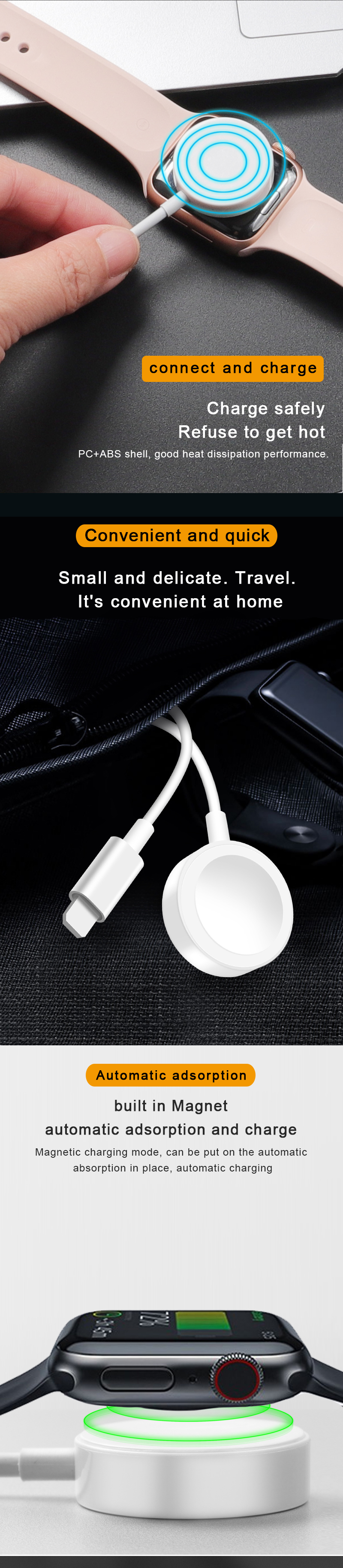 2 in 1 usb data cable for iphone and watch charging cable