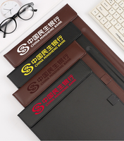 Classeur en cuir pour bureau d'hôtel Taille A4-Clip magnétique enregistrable pour tableau de réunion-Logo personnalisable Cadeau promotionnel