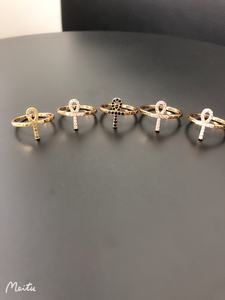 Customized Yellow Gold Color Minimalist Egyptian <strong>Ankh</strong> Cross Ring For Women - Product Image 3