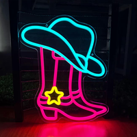 Enseigne néon LED personnalisée style Western Cowboy, design bottes et chapeau de cowboy, matériau acrylique IP67, intensité réglable, pour décoration de murs de chambre et de magasin