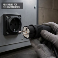 Prise mâle en caoutchouc Schuko européenne 16A 230V 3,7 kW IP44 TPE avec protection contre les surtensions, adaptée à une utilisation industrielle en extérieur, TPE P134F
