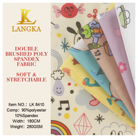 Langka Imprimé Brossé Polyester Tissu Floral Abstrait pour Robe Kids Wear