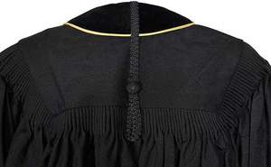 Robes de doctorat personnalisées, robe de doctorat noire avec bordure dorée, toge de graduation - Product Image 4