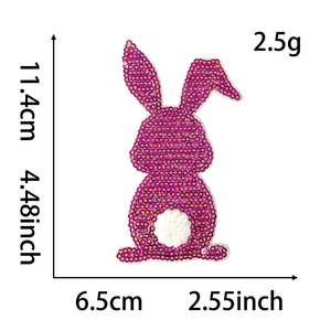 Bán Buôn 6 Màu Sắt Trên Thỏ Bunny Thêu Vá Phục Sinh Thỏ Sequin Thêu Các Bản Vá Lỗi Sequin May Cạnh Vá - Product Image 5