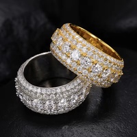 Bague Éternité Style Hip-Hop Glacé en Argent 925 Testeur de Diamant 5 Rangées Moissanite VVS GRA Éblouissante Scintillante pour Homme