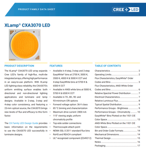 CREEs XLamps CXA3070 LED CXA3070-0000-000NT0AD40F 4000K 9250lm 38.5V 72W ชุดไฟ LED COB กำลังสูง - Product Image 2