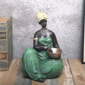 Decoratieve Snuisterijen Afrikaanse Tribale Dikke Dame Hars Beeld Dikke Vrouw Sculptuur Voor Tafelblad Ornament Home Decor - Product Image 3