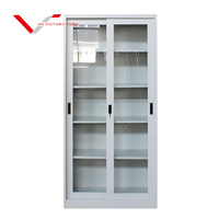 Offre Spéciale Fabricants De Mobilier de Bureau Armoire Métallique 2 verre Porte Coulissante Classeur En Acier Armoire Avec 4 plateau