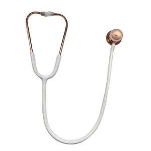 Estetoscopio médico de aleación de aluminio y acero inoxidable para estudiantes, estetoscopio de uso doméstico, multicolor, chapado en oro, con caja impresa