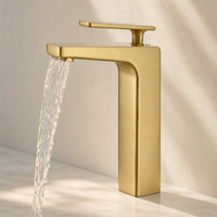 Robinet de lavabo luxueux en or brossé, robinet mélangeur monotrou pour lavabo, adapté aux hôtels et aux salles de bain à domicile