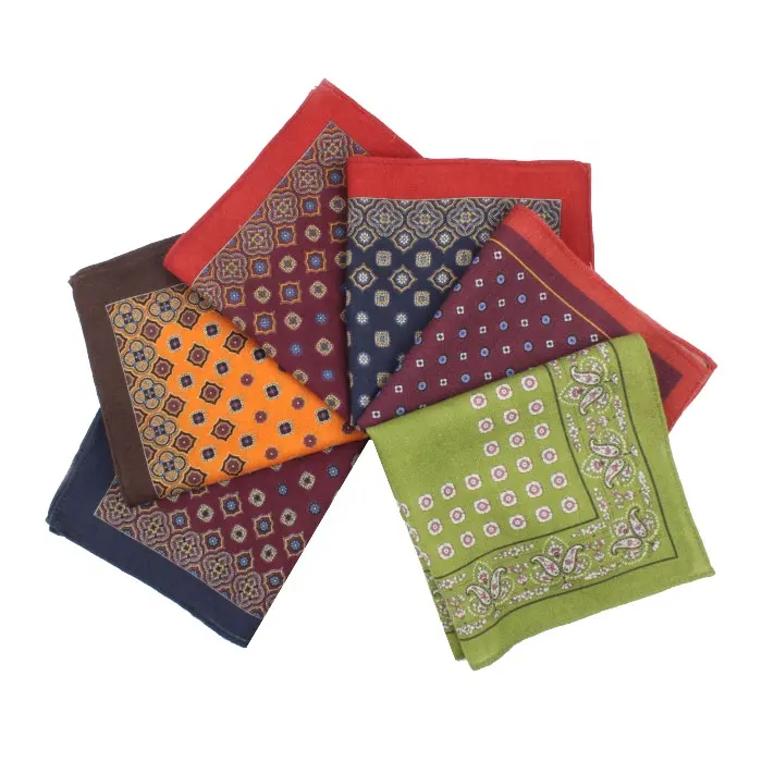 Pocket Pocket Latest Design Custom Classical Printed Fancy Handkerchiefs Wool Pocket Square OEM Service For Wholesale