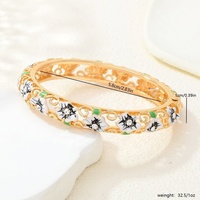 Gelang Manset Bunga Berlapis Emas Trendy dari Paduan Seng dengan Pola Bunga Berwarna-warni, Aksesori Perhiasan Fashion untuk Wanita, Hadiah Ulang Tahun
