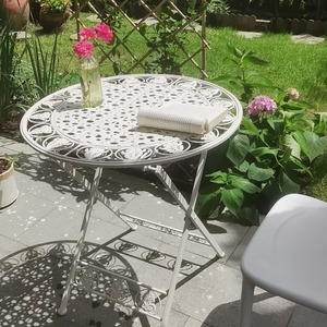 Set <span class=keywords><strong>Tavolo</strong></span> e Sedie in Acciaio Inossidabile Stile Francese per Cortile, <span class=keywords><strong>Giardino</strong></span>, Balcone - Design Moderno ed Ecologico - Product Image 6