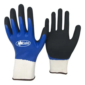 NMSAFETY Guantes DE TRABAJO impermeables con doble revestimiento de nitrilo, fabricantes de guantes de nitrilo Sandy, Guantes de Seguridad