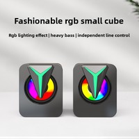 Speaker USB Berkabel Komputer, Speaker Desktop Mini Aktif Warna-warni RGB, Universal untuk Desktop dan Notebook