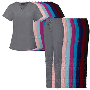 Uniformes dentales elásticos con cuello en V para Hospital, ropa <span class=keywords><strong>de</strong></span> <span class=keywords><strong>trabajo</strong></span> <span class=keywords><strong>de</strong></span> médico y enfermera, exfoliante médico con logotipo personalizado, exfoliante <span class=keywords><strong>de</strong></span> pies <span class=keywords><strong>de</strong></span> pierna recta Unisex - Product Image 1
