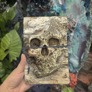 Bloc de notas A6, regalo de Acción de Gracias para cuñado para registrar recetas de parrilla y barbacoa con estampado de barco de <span class=keywords><strong>palmeras</strong></span> de isla en forma de calavera - Product Image 2