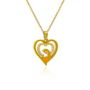Collar con Colgante de Corazón Chapado en Oro 304 316, Cadena de Aleación Romántica para Mujer, Joyería para Uso Diario - Product Image 2