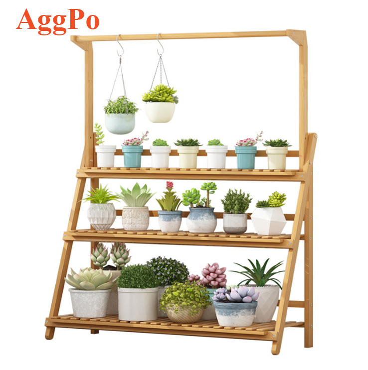 Faltbares Leiter regal Bambus Pflanzenst nder Indoor Outdoor Pflanzen  Display Rack mit Top Bar Hanging Flower Pot| Alibaba.com
