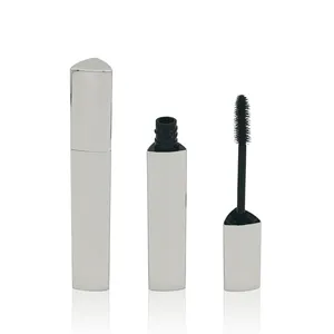 Empty luxury 10ml triangle shaped silver aluminum mascara tube/bottle/packaging with big brush and extra weight inside