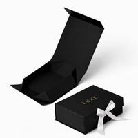 Boîte cadeau magnétique pliable rigide personnalisée, grande boîte en carton noir de luxe avec poignée et couvercle magnétique