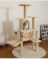 Arbre à chat de luxe pour villa, griffoir multi-niveaux avec hamac, condo interactif pour chatons, tours à griffer en sisal