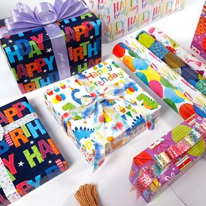 Haute qualité en gros 80g anniversaire Art papier tissu 43*300cm cadeau luxe emballage personnalisé rouleau de papier d'emballage - Product Image 4