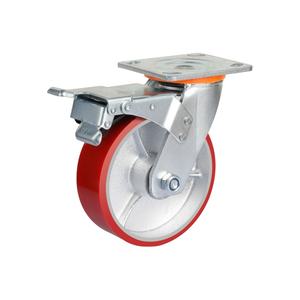 Venda quente <span class=keywords><strong>5</strong></span> Polegada Vermelho Heavy Duty Giratória PU Roda Caster com Placa Superior De Liga De Zinco - Product Image 2