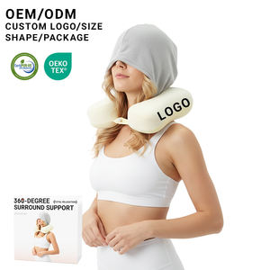 Kendi Fabrikamızda Üretilen Özel Logolu Ambalajlı Taşınabilir Yüksek Destekli Hafızalı Köpük Seyahat Yastığı Kapüşonlu U Şeklinde Boyun Yastığı - Product Image 1