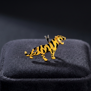 18K Gold Plated Sterling <b>Silver</b> Tiger Pendant <b>Charm</b> Animal Shape Zircon Children's Unisex Trendy Fashion Jewelry Classic Design - Product Image 3