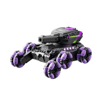 Tank de combat électrique 4DRC à six roues avec balles aquatiques, modes de contrôle double montre et émetteur, jouet de tir intérieur/extérieur