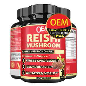 แคปซูลเห็ดหลินจือฉลากส่วนตัว OEM ผลิตภัณฑ์เสริมอาหารสารสกัดจากเห็ดถั่งเช่าเข้มข้น ผสมเห็ดชากาและอัชวกันดา - Product Image 1