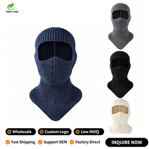 Balaclava tricotée rayée intégrale Wins Flying 1-one Hole, masque de ski d'hiver, bonnets tricotés personnalisés pour adultes, vente en gros à prix abordable - Product Image 1