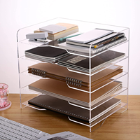 Classeur de bureau en acrylique transparent, avec étagères et trieur horizontaux à 5 niveaux, plateau à lettres en papier pour le bureau et la maison,