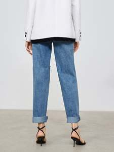 Quần Bò Hợp Thời Trang Quần Bò Ống Đứng Rộng Cạp Cao Cho Nữ Quần Nữ Đau Khổ Quần Bò Ống Suông Denim Dài Cho Nữ Cao - Product Image 3