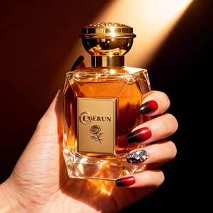 Nuevo Atomizador de Perfume Irregular con Bomba, Botella de Vidrio Transparente de 100 ml con Tapa Dorada y Caja Personalizada - Product Image 1