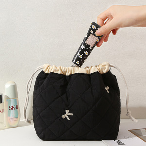 Bolsa de Almacenamiento de Viaje Portátil de Alta Gama, Bolsa de Cosméticos Acolchada con Cordón de Gran Capacidad, Nueva Bolsa de Maquillaje de Algodón - Product Image 3