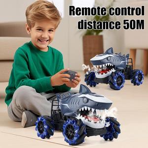 2.4GHZ 10CH Electric Radio <b>Control</b> Shark <b>Truck</b> Toy for Boys Gift with Sound Lights Mist Spray Shark Stunt RC Car - Product Image 4