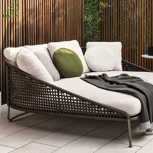 Corde tissée aluminium Double lit de bronzage chaise longue surdimensionnée extérieure imperméable Chaise longue chaise pour hôtel - Product Image 4