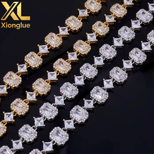 Iced Out 10MM Square Clustered Tennis <b>Chain</b> Necklace Hop Jewelry Rhombus Shape Zircons <b>Chain</b> Necklace for Women Gift - Product Image 3