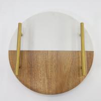 Plateau de service épissé en bois d'acacia marbré Plateau de nourriture rond commun Assiettes et plats de boeuf à pain comme ensembles de vaisselle