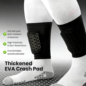 Protège-tibias de football en nid d'abeille personnalisés de haute qualité avec logo, sangles de maintien et coussinets de compression pour mollets - Product Image 2