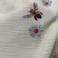 Tissu d'impression numérique 100% coton, gaze double couche, crêpe pour vêtements de bébé, adapté aux pyjamas, illustration personnalisée