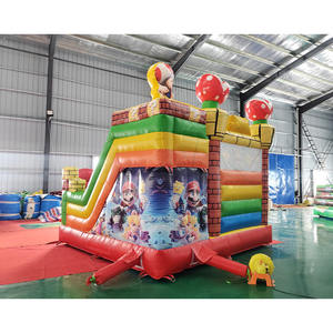 Château gonflable Mario pour enfants avec toboggan, en PVC, design portable pour utilisation intérieure/extérieure, garantie de 3 ans - Product Image 5