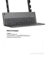 Keyboard dengan dudukan ponsel, ultra-tipis lipat Mini gigi biru 61 tombol nirkabel dengan dudukan yang dapat diisi ulang 2 lipat