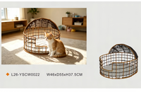 Maison pour chat tissée à la main USMILEPET, lit pour chat en osier à double couche, villa pour chat en rotin respirant, lit pour chat
