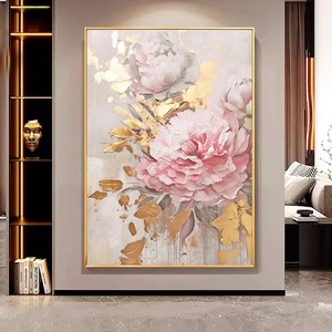 Hand Painted Peony Oil Painting Metal <b>Frame</b> Modern Living Room Wall Art <b>Large</b> Size Decorative Canvas Artwork - Product Image 1